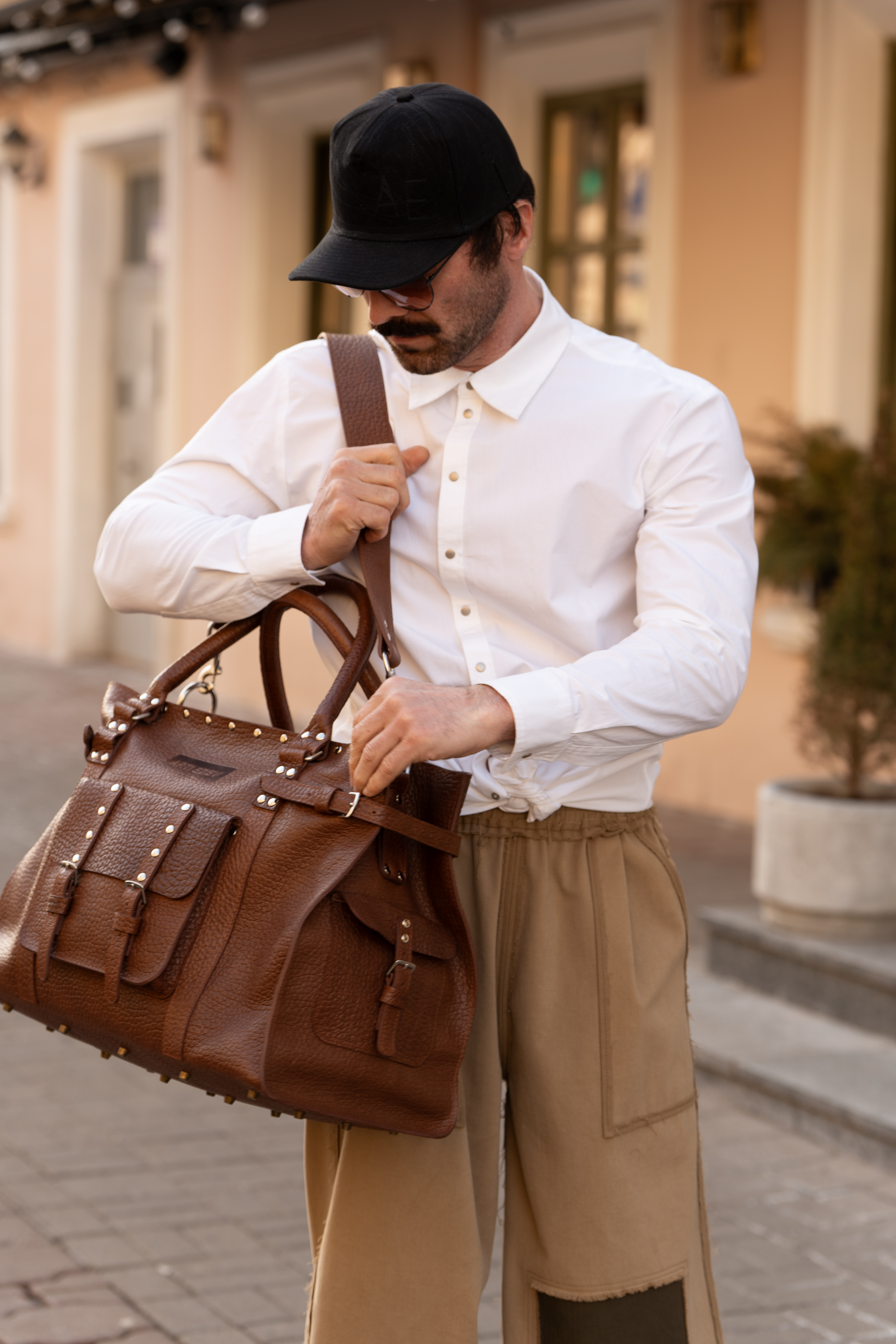 Брюки с джинсовыми латками